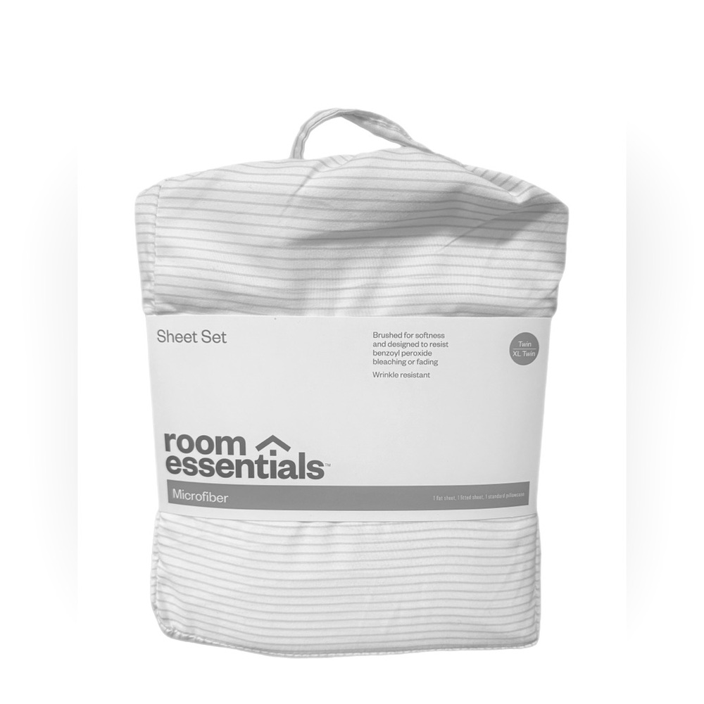 Room Essentials Gray Striped Sheet Set. Twin XL